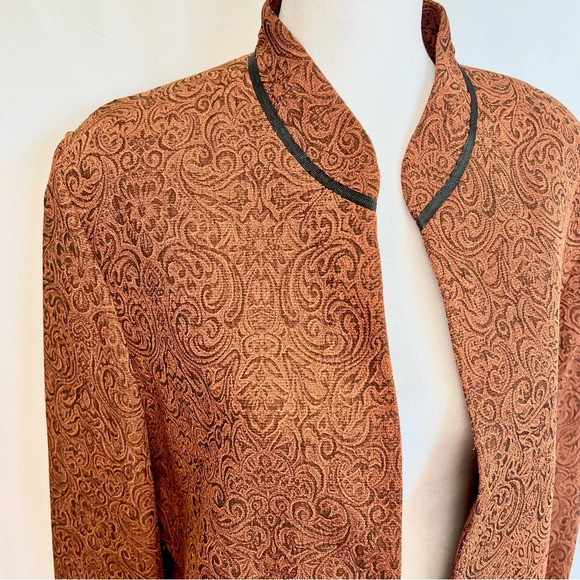 Drapers And Damons Rust Orange Floral Paisley Open Front Blazer Jacket Size 14 - Picture 3 of 12
